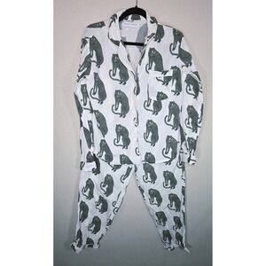Desmond & Dempsey London Tiger Print Pajama Set‎ 100% Cotton Button Front Size S